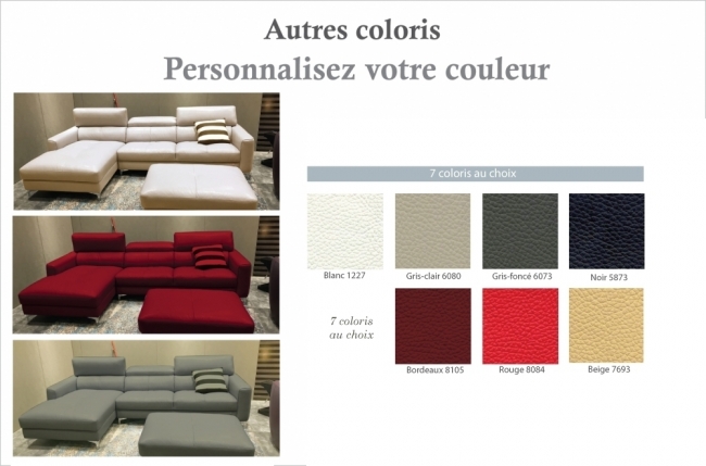 canapé d'angle de luxe, 5 places argo, couleur personnalisée, angle gauche