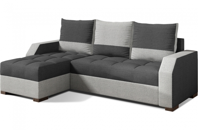 canapé d'angle convertible - arte - en tissu de qualité - gris foncé et gris clair, 3/4 places, angle gauche (vu de face)