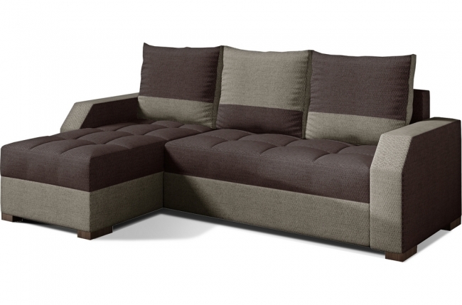 solde de la commande: canapé d'angle convertible - arte - en tissu de qualité - marron et beige, 3/4 places, angle gauche (vu de face), total commande 773 euros