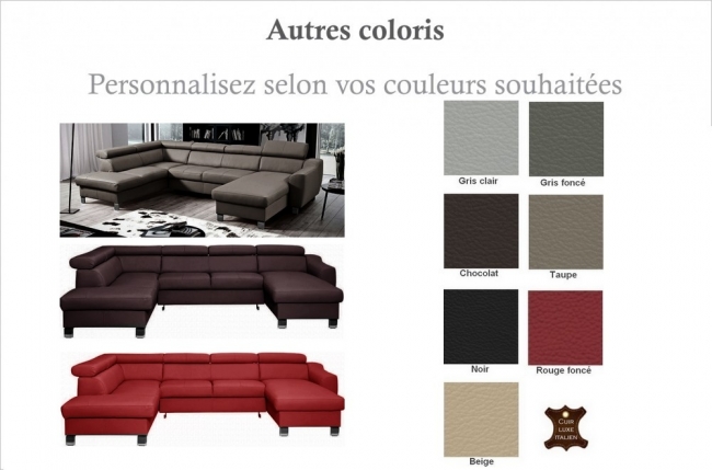 canapé d'angle convertible en cuir italien de luxe 7/8 places aston, couleur personnalisée, angle gauche