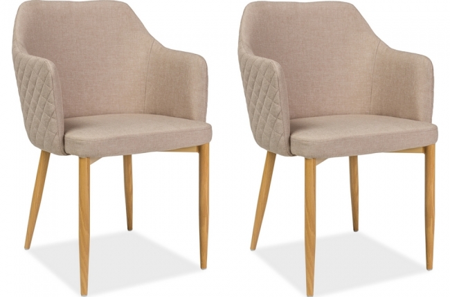 lot de 2 chaises astona en tissu de qualité, couleur beige