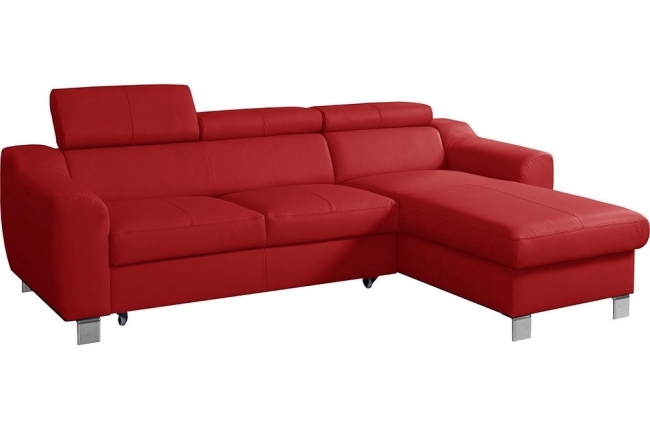 canapé d'angle convertible en cuir italien de luxe 5 places astoria, rouge foncé, angle droit