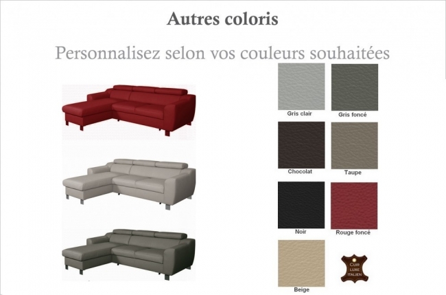 - canapé d'angle convertible en cuir italien de luxe 5 places astoria, couleur personnalisée, angle gauche