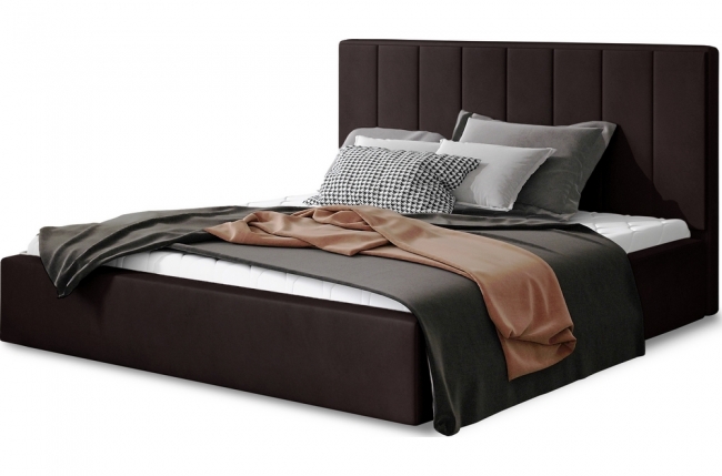 lit double en tissu velours de qualité luxe, aude, chocolat, 200x200