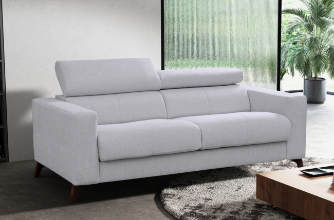 canapé 3 places convertible en tissu de luxe avir, gris clair