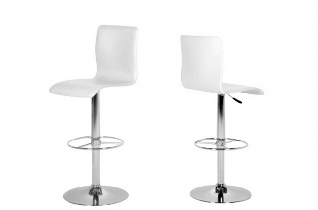 lot de 2 tabourets design en simili cuir blanc, azina