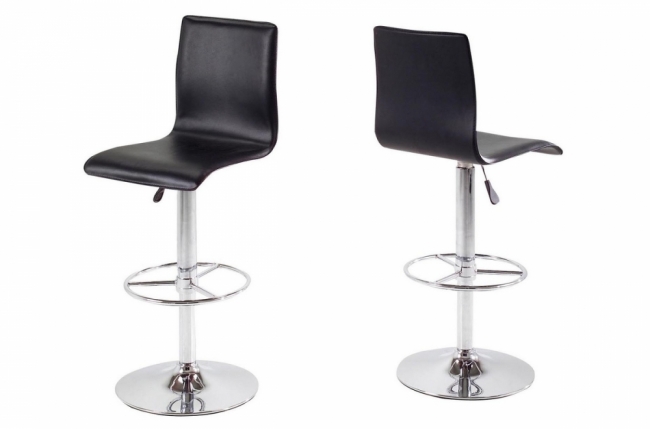 lot de 2 tabourets design en simili cuir noir, azina