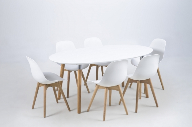 table à manger design laqué blanc, berini