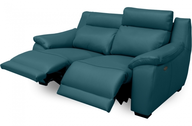 2eme paiement de la commande: canapé 2 places avec 2 relax en 100% tout cuir épais luxe italien - 2 relax électriques, turquoise. bern , 6x sans frais, total de la commande 1638 euros