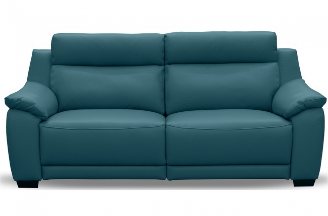 canapé 3 places avec 2 relax en 100% tout cuir épais luxe italien  - 2 relax électriques,  turquoise. bern