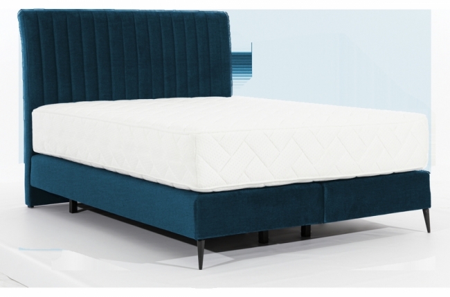 ensemble lit + sommier + matelas tissu velours bleu foncé - 180x200 cm- blasio de venesetti