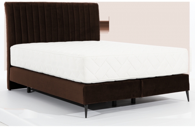 ensemble lit + sommier + matelas tissu velours chocolat - 140x200 cm - blasio de venesetti