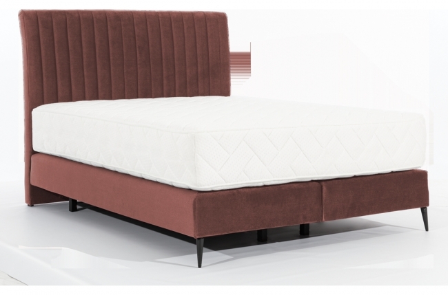 ensemble lit + sommier + matelas blasio de venesetti - velours rose pale - 160x200 cm