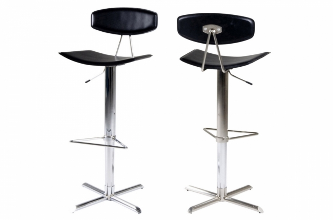 lot de 2 tabourets design en cuir reconstitué noir, blunt