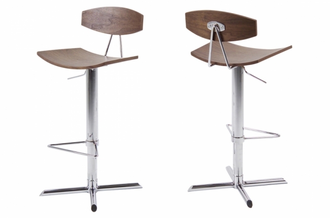 lot de 2 tabourets design bois et chrome, blunt