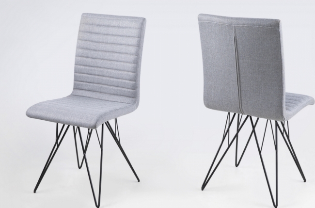 lot de 2 chaises design tissu gris, bling