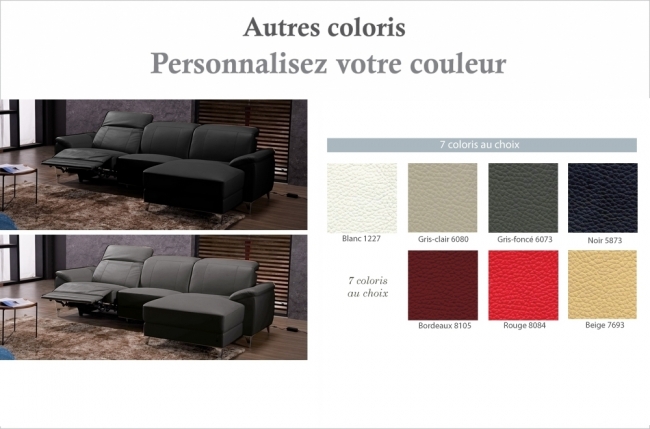 canapé d'angle relax de luxe 5 places brinda, couleur personnalisée, angle droit
