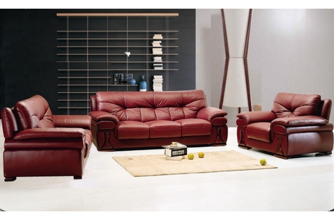 ensemble oxford 3 pièces: composé d'un canapé 3 places + 2 places + fauteuil en cuir luxe italien vachette, bordeaux
