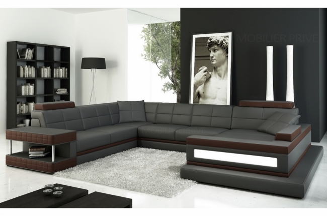 paiement du solde en 3x (total sur 6x) pour la commande de mr feutrier nicolas. canapé d'angle en cuir italien 8 places majestic, gris foncé. choix de la couleur secondaire : chocolat comme la photo. angle gauche. total 2135€. 