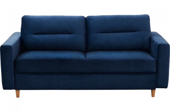 canapé 3 places convertible en velours de luxe athenes, bleu foncé