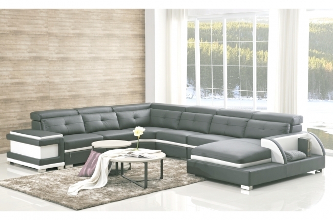 canapé d'angle cuir buffle italien 7/8 places, bellissimo, gris foncé / blanc , angle gauche, total de la commande: 3118 euros canapé d'angle cuir buffle italien 7/8 places, bellissimo, gris foncé / blanc , angle gauche, total de la commande: 3118 euros