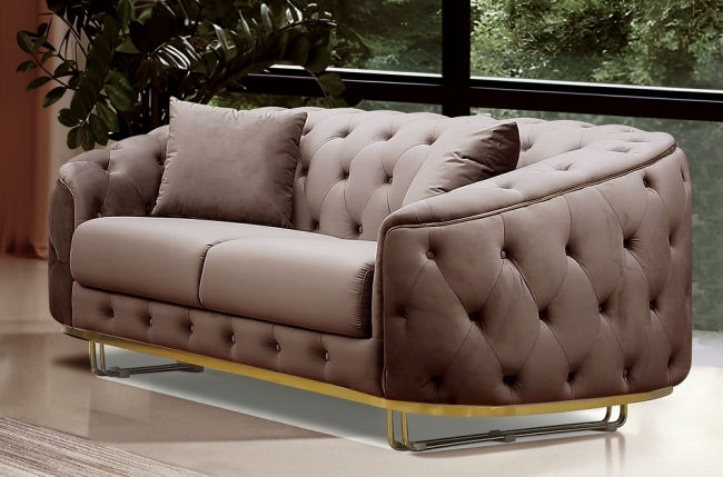 canapé 2 places - marron - en tissu velours de qualité luxe, luxor