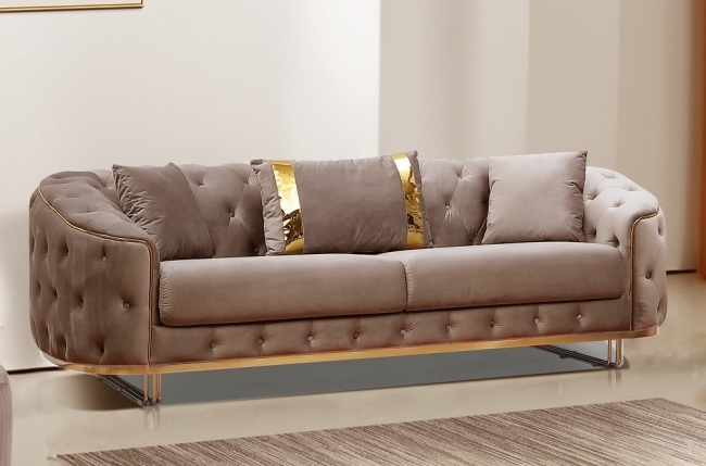 canapé 3/4 places - marron - en tissu velours de qualité luxe, luxor