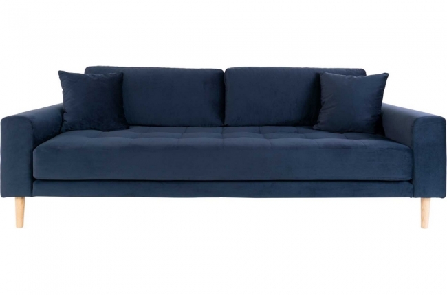 canapé 3 places en tissu velours de qualité lisa velours coloris bleu foncé