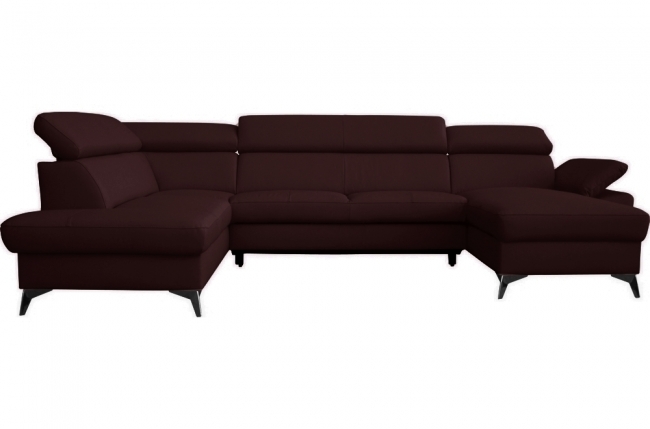 canapé d'angle convertible en cuir italien de luxe 7/8 places warini avec coffre, couleur cuir dollaro merlin, angle gauche