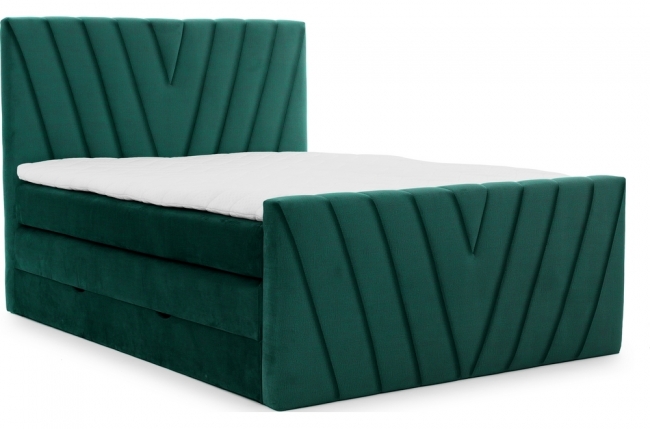 ensemble boxspring complet 140x200 tête de lit + sommiers + matelas + surmatelas candy - velours luxe vert