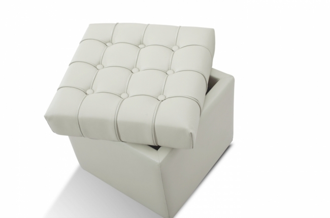 pouf-coffre de rangement de qualité supérieure capito, blanc