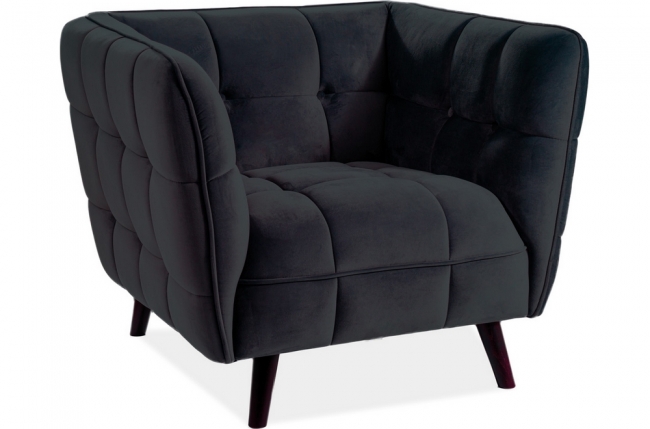 fauteuil 1 place casini en tissu de qualité, couleur noir