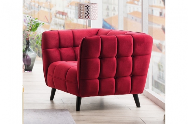 fauteuil 1 place casini en tissu de qualité, couleur bordeaux