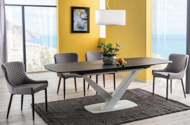 table à manger extensible casta ii ceramic, couleur noire et blanche table à manger extensible casta ii ceramic, couleur noire et blanche
