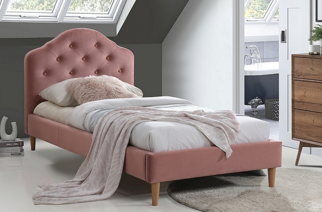 lit en tissu de qualité chania, rose, 90x200 lit en tissu de qualité chania, rose, 90x200