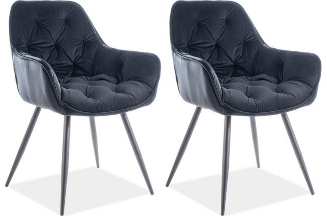 ensemble de 2 chaises cheril  en tissu de qualité, couleur noir anthracite