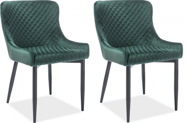 lot de 2 chaises colb en tissu velours de qualité, couleur vert