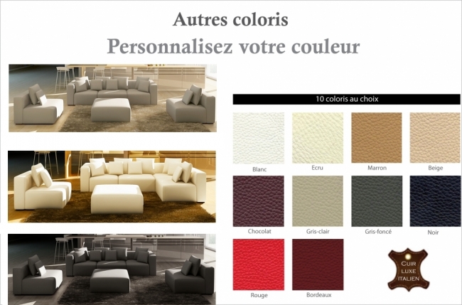 canapé modulable combino cuir prestige luxe, couleur personnalisée