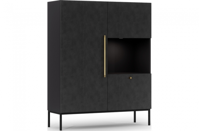 buffet haut de la collection lancaster, 120x150x40 cm, noir mat 