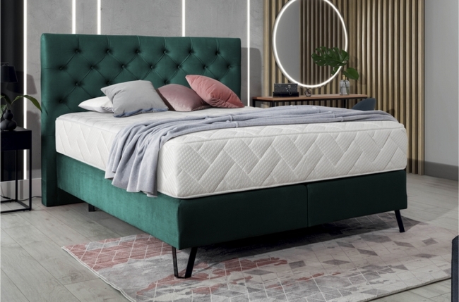 ensemble lit + sommier + matelas - velours vert foncé - 180x200 cm - corsica