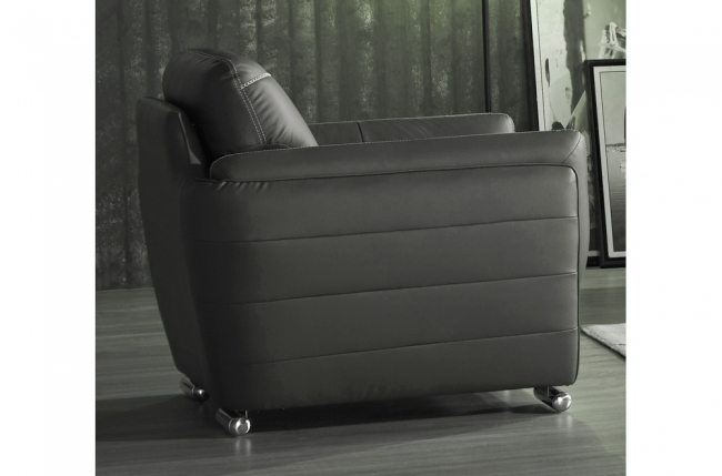 fauteuil 1 place en cuir italien buffle danemark, gris foncé