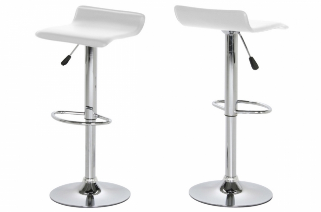 lot de 2 tabourets design en simili cuir blanc, davino