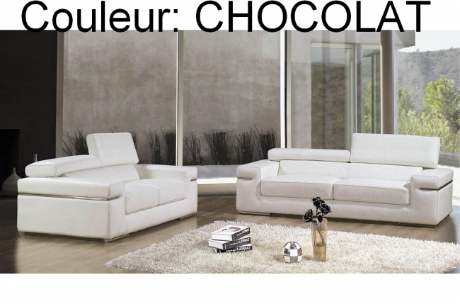 ensemble decontraction composé d'un canapé 3 places et d'un canapé 2 places en cuir haut de gamme italien vachette vénésetti. tout cuir prestige luxe (tour de caisse en cuir). chocolat n°505 - vénésetti