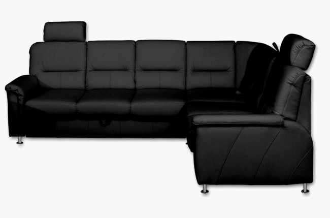 canapé d'angle convertible detroit en simili cuir noir de qualité, angle droit