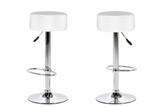 lot de 2 tabourets design en simili cuir blanc, dustin