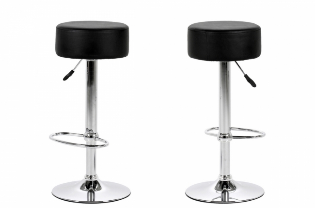 lot de 2 tabourets design en simili cuir noir, dustin