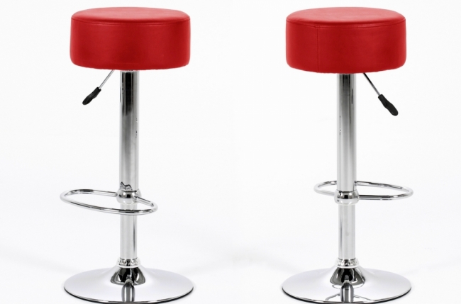 lot de 2 tabourets design en simili cuir rouge, dustin