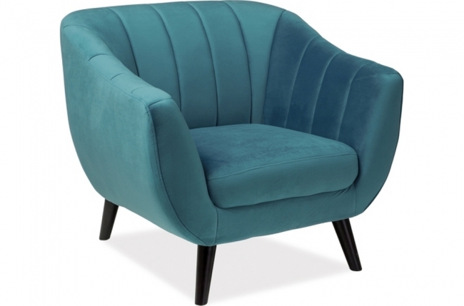 fauteuil elsa 1 place en tissu de qualité, couleur turquoise