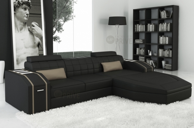 solde de paiement de la commande de mr gabriel pascal, canapé d'angle en cuir italien 5 places elson, noir et beige, angle droit, au total 2108 €, paiement en en 2x