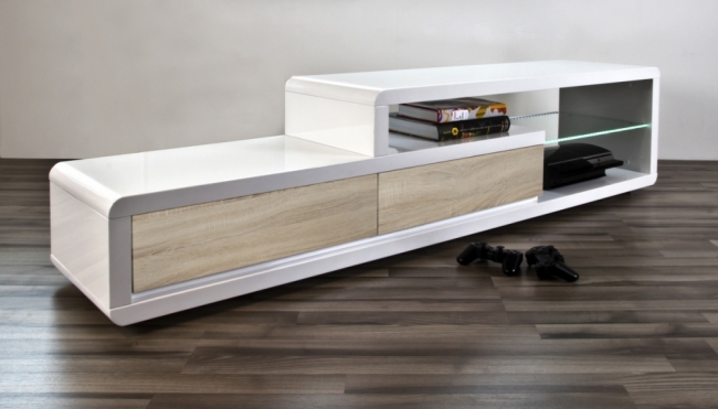 meuble tv design blanc laqué brillant ertis 